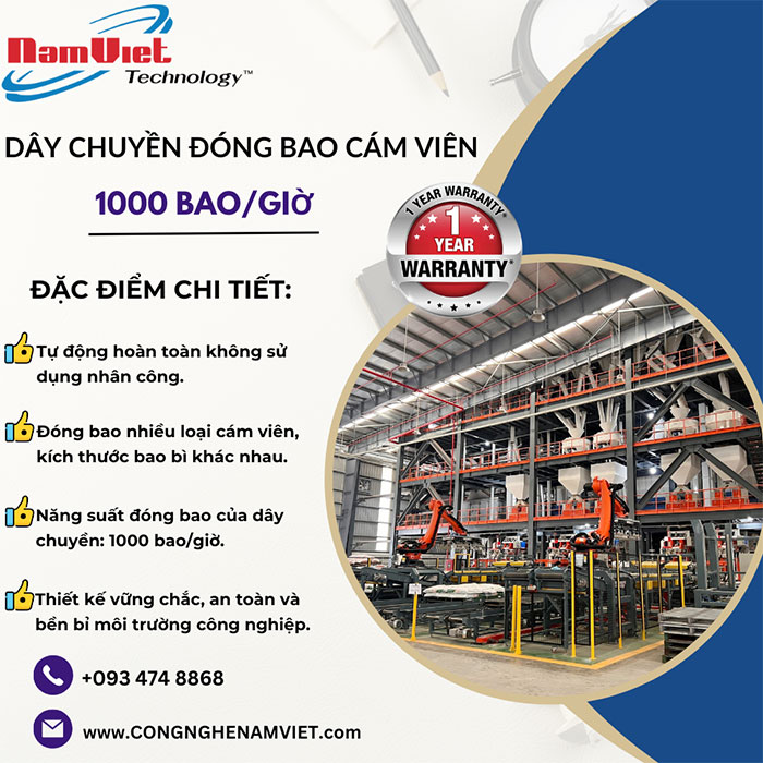 D&acirc;y chuyền đ&oacute;ng bao tự động c&aacute;m vi&ecirc;n