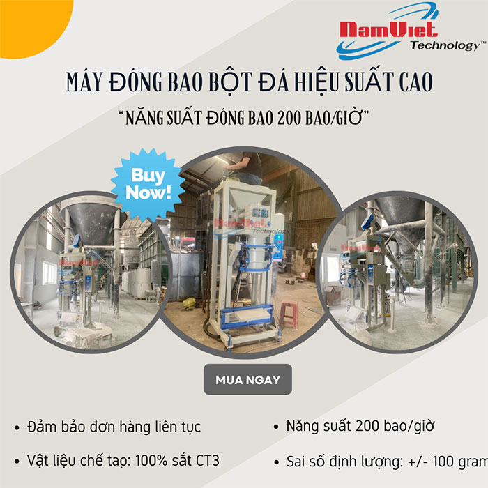 máy đóng bao bột đá năng suất 200 bao/giờ