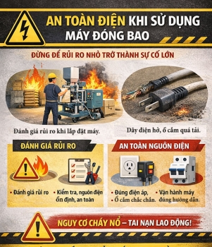 An toàn điện cần biết khi vận hành máy đóng bao.