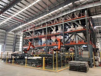 Dây chuyền đóng bao cám viên tự động 100% – năng suất 750 bao/giờ.