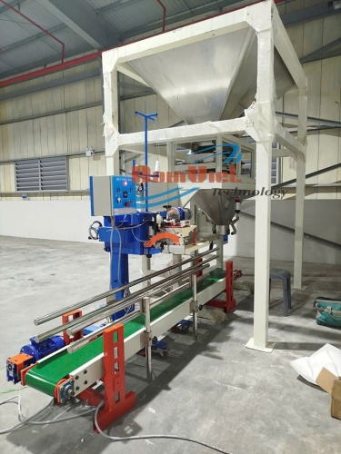 Máy đóng bao đường 2 phễu cân – năng suất 12 bao/phút.