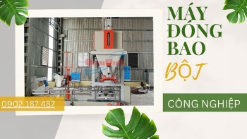 Máy đóng bao bột công nghiệp, trang bị bộ hút chân không.