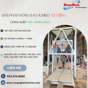 Cân đóng bao Jumbo 500–1500kg cho nhà máy công suất lớn.