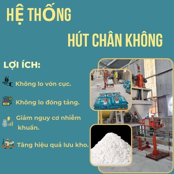 Máy đóng bao hút chân không giúp giảm tình trạng bột vón cục.