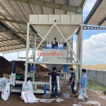 Cân đóng bao bã mì sấy khô 2 phễu cân