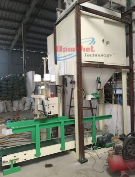 Máy đóng bao hạt bắp ngô 2 phễu cân