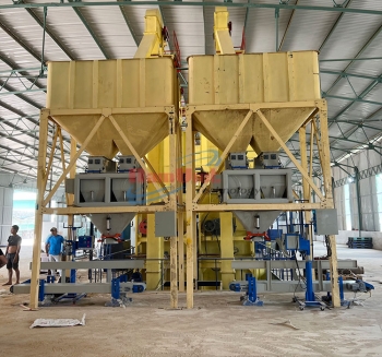Máy đóng bao cám bột 2 phễu cân